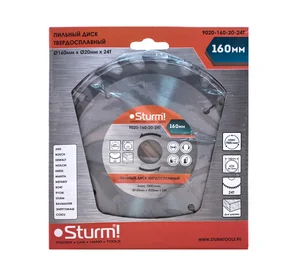 Sturm Пильный диск, размер 160х20x24 зубьев С ПЕРЕХОД. КОЛЬЦОМ НА 16мм 9020-160-20-24T