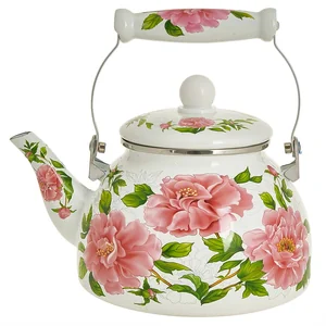 METALLONI Чайник 3 л эмалированный с керамической ручкой EM-1335 Пионы