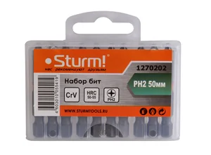 Sturm Биты PH2x50мм, сталь crv, С МАГНИТН. НАКОНЕЧНИКОМ,10 шт. В пластик.кейсе 1270202