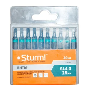 Sturm Биты SL4x25мм,сталь S2, С МАГНИТН. НАКОНЕЧНИКОМ,20 шт. В пластик.кейсе 1270301