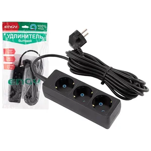 ENGY Удлинитель Гранд 5м/3роз. с заземлением (ПВС 3х0,75) черный 186739-SK