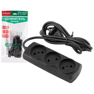 ENGY Удлинитель Премиум 1,7м/3роз. (ПВС 2х0,75) черный 186741-SK