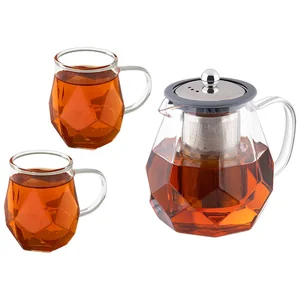 Mallony Набор из 3 предметов AROMA: чайник заварочный 820 мл +2 кружки по 250 мл из боросил стекла 107498-SK