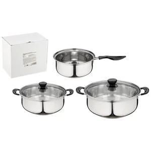 MALLONY Набор посуды из 5 пред. PROMO: 2 кастрюли 1,25 л+2,2 л (с крыш)+ ковш 1,25 л (без крышки) 981058-SK