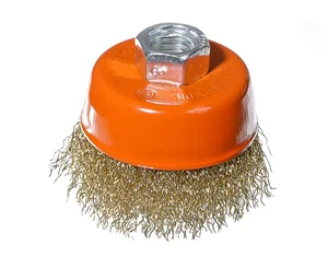 Sturm Корщетка-насадка для УШМ тип "чашка" М14, D65мм, латунир. волнистая пров. 5240101