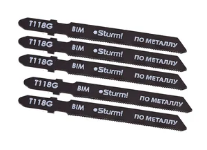 Sturm Пилки для лобзика по металлу T118G, 5 шт, 76х51мм, шаг зуба 0,8мм, тонкий прямой рез, HSS, 5250401