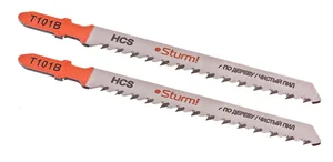 Sturm Пилки для лобзика по дереву T101B, 2 шт, 100х75мм, шаг зуба 2,5мм, чистый прямой рез, HCS, 5250609