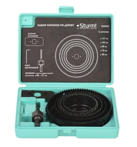 Sturm Набор коронок по дереву, 5 шт, 68/76/89/102/127x22мм, пластиковый кейс, 5440203