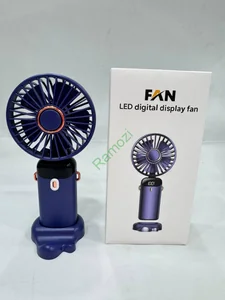 Ramozi Вентилятор мини ручной на подставке со шнурком, 19 см d 9 см, зарядка от USB Синий RA-9437