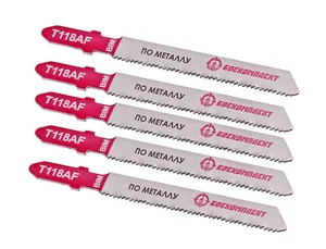 БОЕКОМПЛЕКТ Пилки для лобзика по металлу T118AF, 5 шт, 76х50мм, шаг зуба 1,2мм, тонкий прямой рез, BIM, B05-118AF