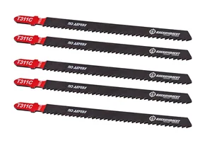 БОЕКОМПЛЕКТ Пилки для лобзика по дереву T311C, 5 шт, 126х100мм, шаг зуба 2,75мм, быстрый прямой рез, HCS, B05-311C
