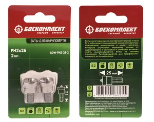 БОЕКОМПЛЕКТ Биты по гипсокартону PH2x25мм, сталь S2, 2шт BDW-PH2-25-2