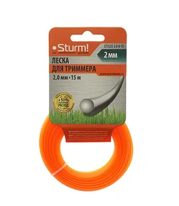 Sturm Леска для триммера, d=2.0 мм, l=15 м, КРУГ, оранжевый КАРТОН. GT3535-2.0-0-15