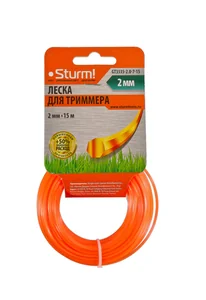 Sturm Леска для триммера, d=2.0 мм, l=15м, СЕМИГРАННИК, оранж., картон, GT3535-2.0-7-15
