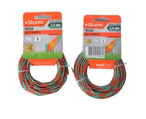 Sturm Леска для триммера, усилен.,d=2.4 мм, l=15 м, круч.квадр, оранж./зел. GT3535-2.4-3S-15