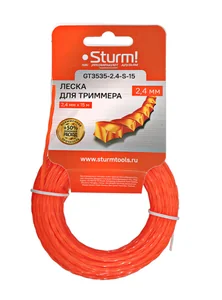 Sturm Леска для триммера, d=2.4 мм, l=15м, КРУЧЕНЫЙ КВАДРАТ,оранж., картон, GT3535-2.4-S-15