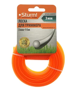 Sturm Леска для триммера, d=3.0 мм, l=15 м, КРУГ, оранжевый КАРТОН. GT3535-3.0-0-15