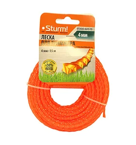 Sturm Леска для триммера, d=4.0 мм, l=15м, КРУЧЕНЫЙ КВАДРАТ,оранж. Картон, GT3535-4.0-S-15
