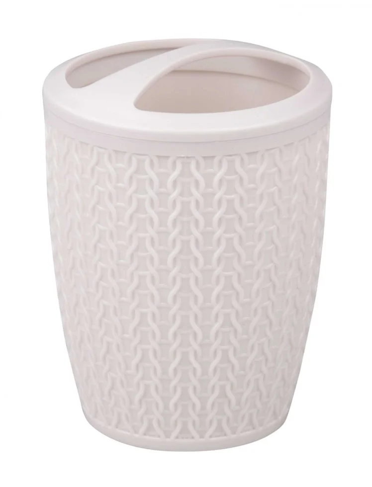 АЛЬТЕРНАТИВА Подставка для зубных щёток Вязаное плетение М 7122 светло-серый