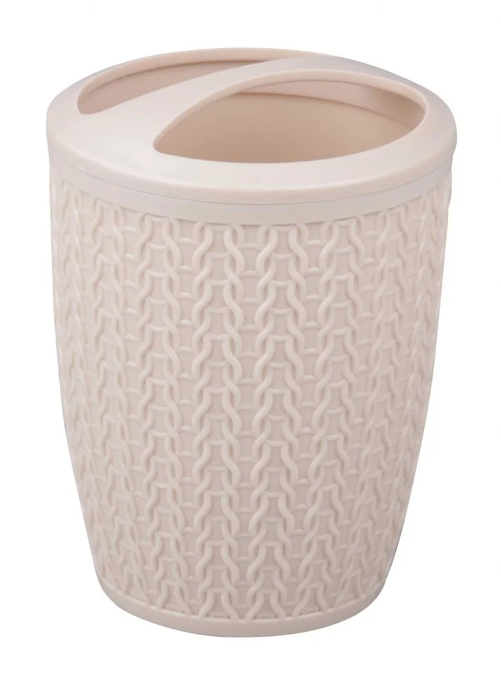 АЛЬТЕРНАТИВА Подставка для зубных щёток Вязаное плетение М 6876 бежевый