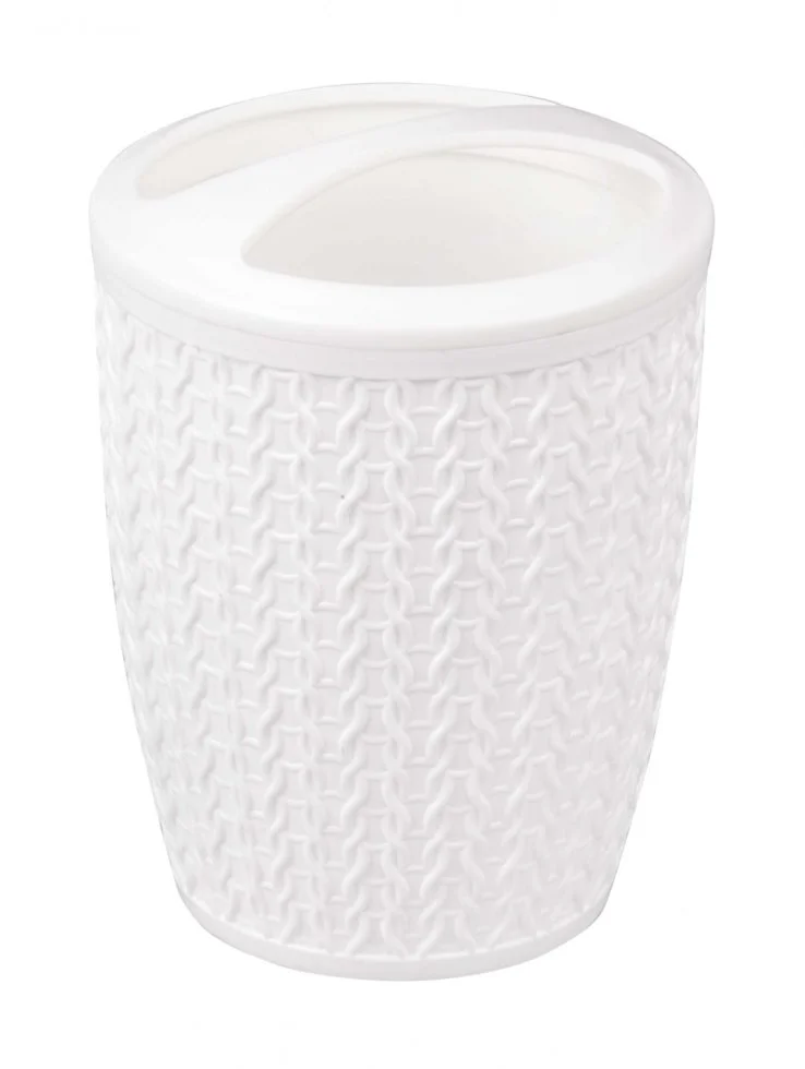 АЛЬТЕРНАТИВА Подставка для зубных щёток Вязаное плетение М 7120 белый