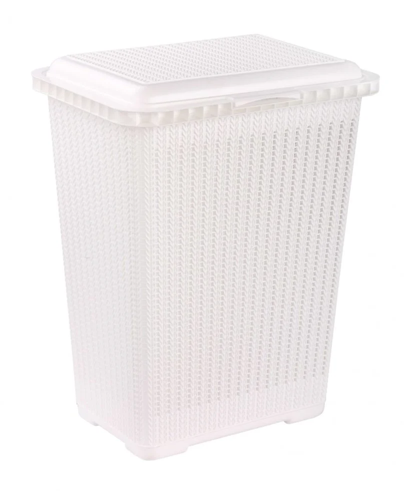 АЛЬТЕРНАТИВА Корзина для белья 25 л. Вязаное плетение М 6888 белый