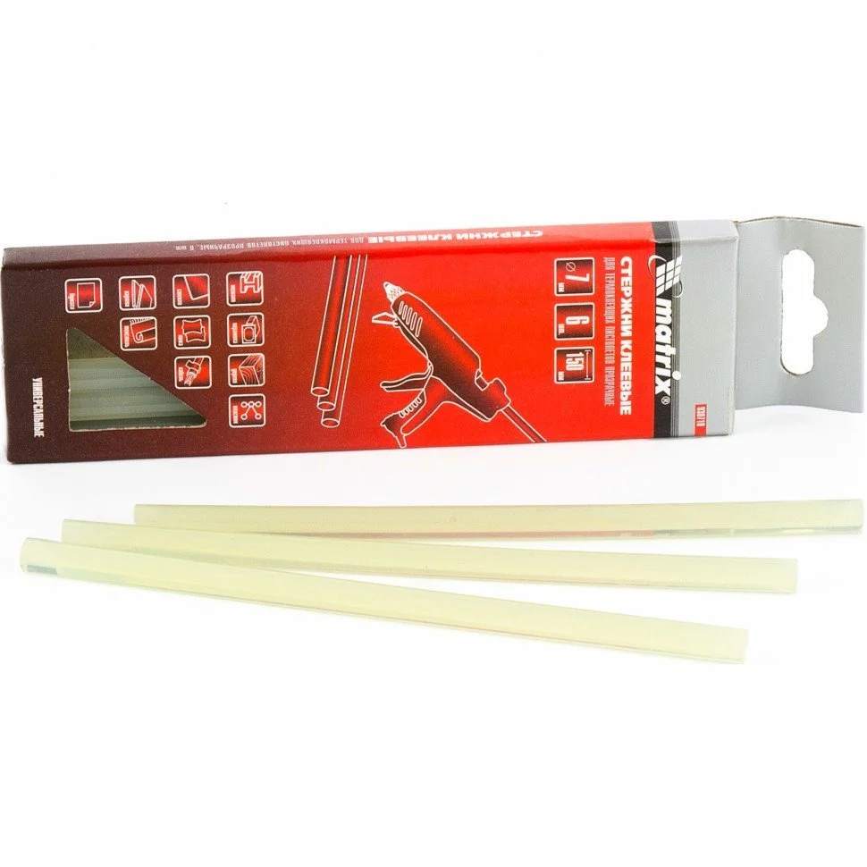 Matrix Стержни клеевые, прозрачные, 7 х 150 мм, в упаковке 6 шт 930710