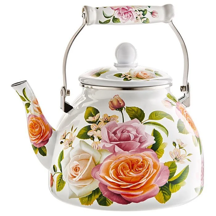 METALLONI Эмалированный чайник 4,0 л. Нежная роза EM 401X1/46