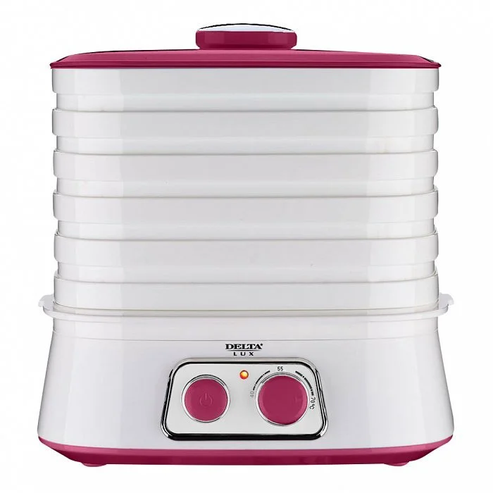 DELTA Сушилка для фруктов LUX DE 2500 белая с малиновым