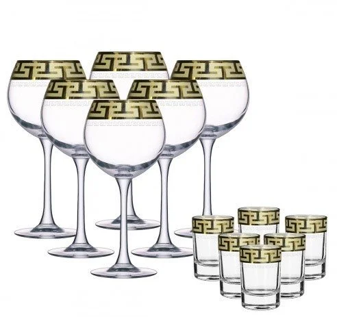 ГУСЬ ХРУСТАЛЬНЫЙ Универсальный набор 12пр. Греческий узор (GE03- 1689 /837/S)