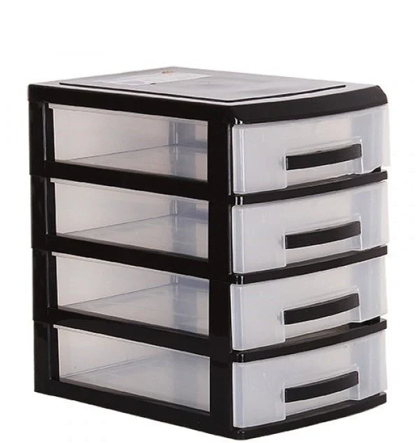 РОССПЛАСТ Комод настольный 4 секции МИНИ РП 443 черный