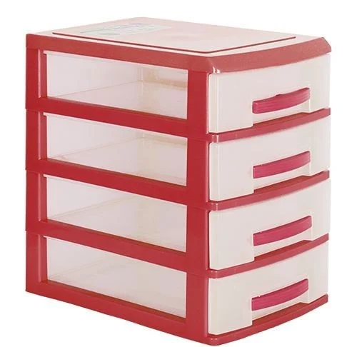 РОССПЛАСТ Комод настольный 4 секции МИНИ РП 443 красный