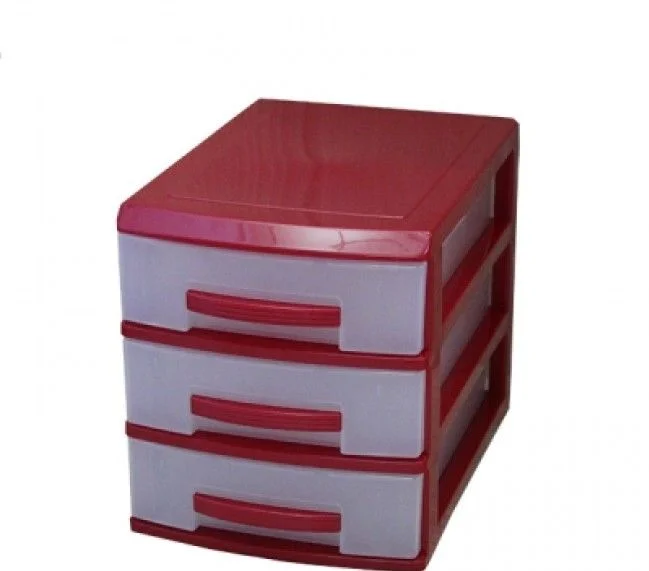 РОССПЛАСТ Комод настольный 3 секции МИНИ РП 442 красный
