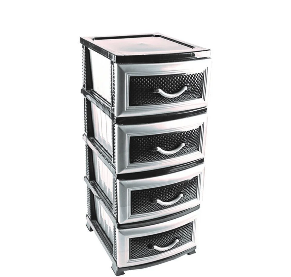 РОССПЛАСТ Комод 4 секции Дельфин черный/серый РП-411