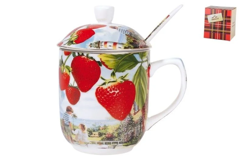 КОРАЛЛ Кружка для заваривания 300мл.Клубничное настроениеп/у M-115W