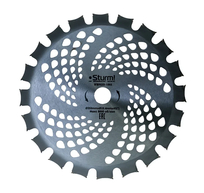 Sturm Фреза универс. Для бензотрим., 255ммx25,4x40, с тверд. Двусторон. Напайк., BT8952D-1005