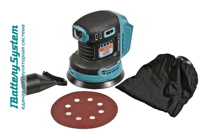 Sturm Шлифмашина аккум эксцентриковая б/щ 18В,1BatterySystem,125мм,без АКБ и ЗУ,короб COS18125