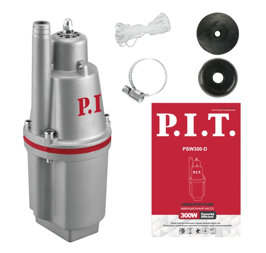 P.I.T. Насос вибрационный электрич. PSW300-D (300Вт, напор 60м, 20л/мин, нижний забор,термозащита)