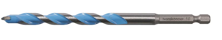 Hanskonner Сверло универсальное, 10мм, твердосплавная напайка, шестигр. хвостовик H1055-08-10