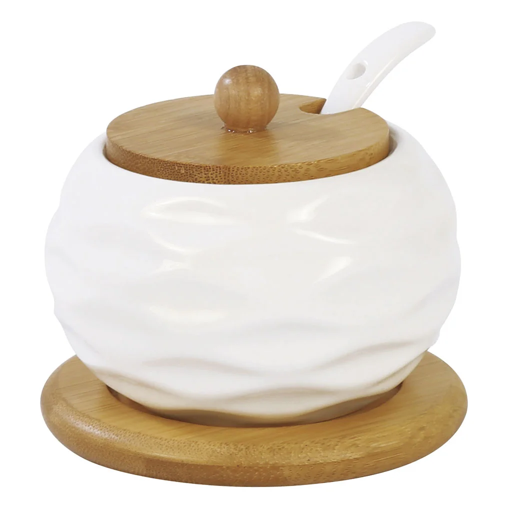 ALPENKOK Сахарница 450 мл с ложкой на бамбуковой подставке AK5-0008