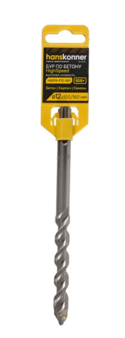 Hanskonner Бур SDS+ 12х160 HIGH SPEED плоский резец U спираль H9019-F12-160