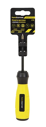 Hanskonner Отвертка крестовая 1x75 АЛМАЗН. НАКОНЕЧ, твердость 59 HRC, S2, HK1040-16-PH1-75