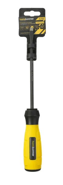 Hanskonner Отвертка шлицевая 6x150 АЛМАЗН. НАКОНЕЧ, твердость 59 HRC, S2, HK1040-16-SL6-150