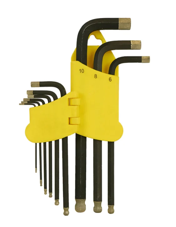 Hanskonner Набор шестигранных ключей длинн S2 ШАР наконе, АЛМАЗ 9шт (1.5-10мм) HK1045-04-9-L