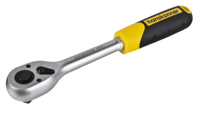 Hanskonner Ключ-трещотка, квадрат 1/2", 90 зуб, с быстрым сбросом, CrV, HK1045-17-12