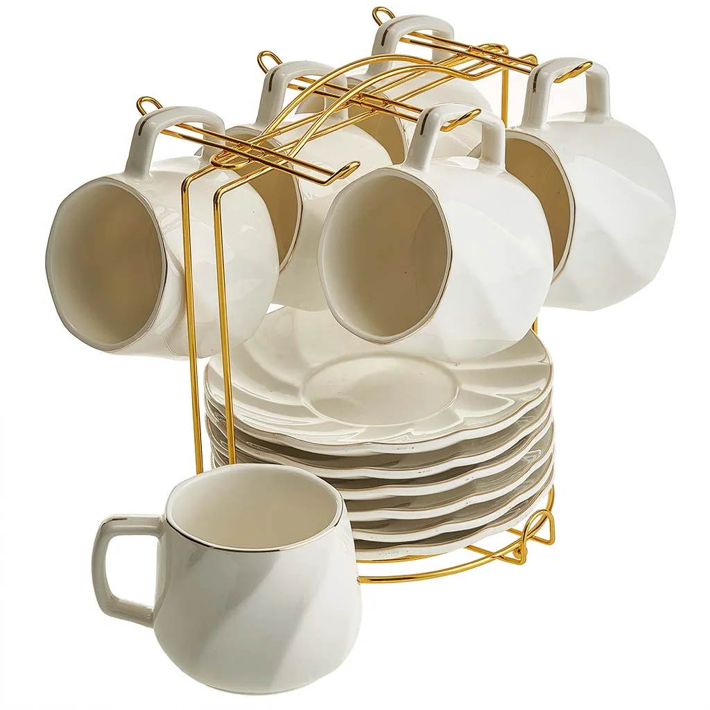 BEATRIX Набор чайный 12 предметов 220мл на мет подставке Айвори Ф5-039К/12