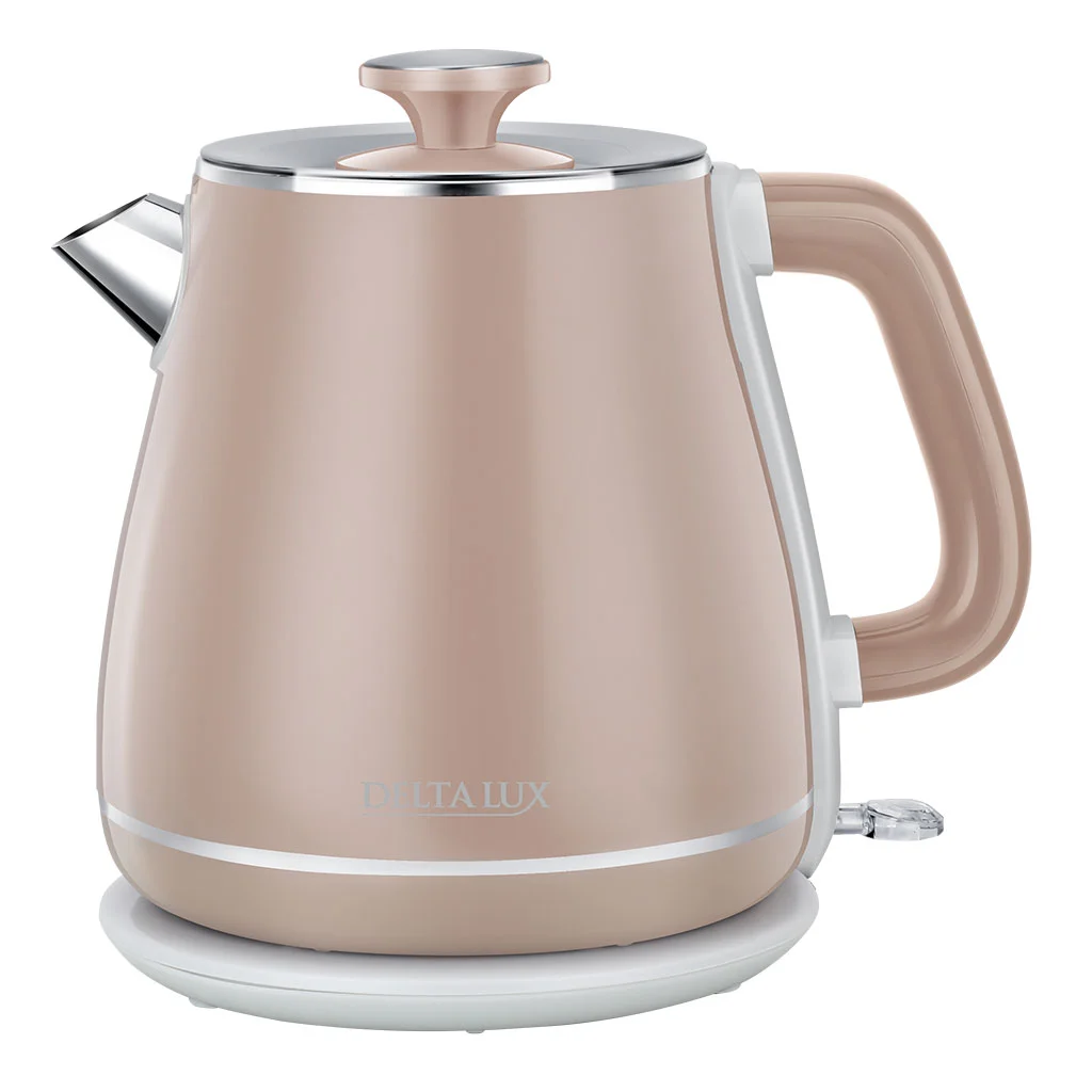 DELTA Чайник электрический 2200 Вт, 1,8 л DE-1019, двойной корпус, коричневый