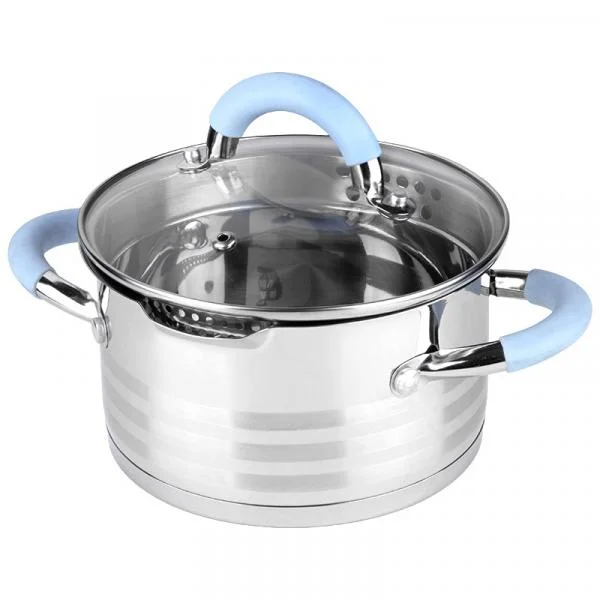 Mallony Кастрюля 2,5 л, MELODIA, из нержавеющей стали, с крышкой-дуршлагом и 2-мя носиками для слива 109007-SK