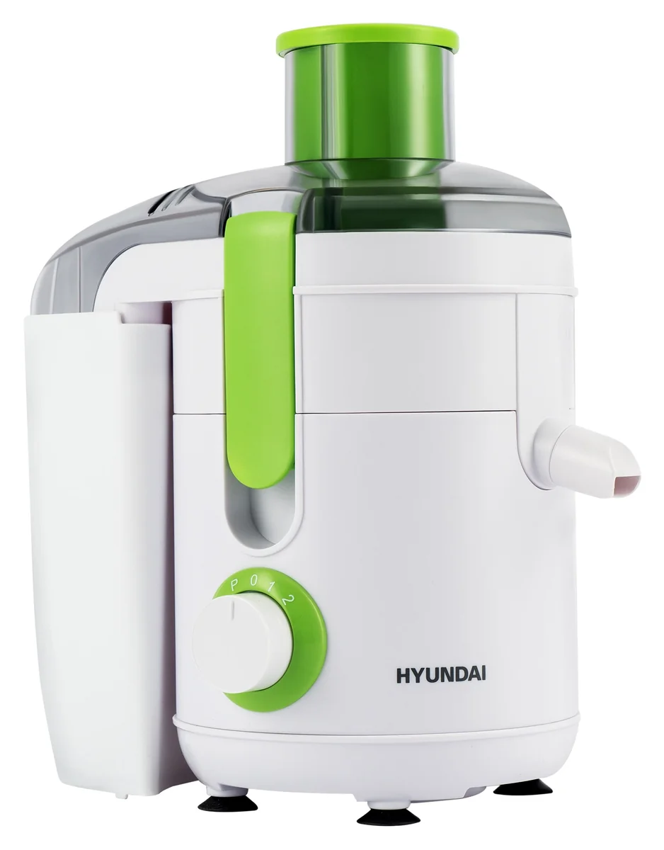 Hyundai Соковыжималка центробежная HY-JE1615 500Вт рез.сок.:400мл. белый/зеленый