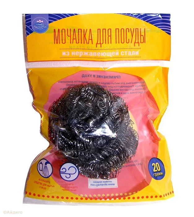 АКВАМАГ Мочалка для посуды из нержавеющей стали 1 шт. СП-101